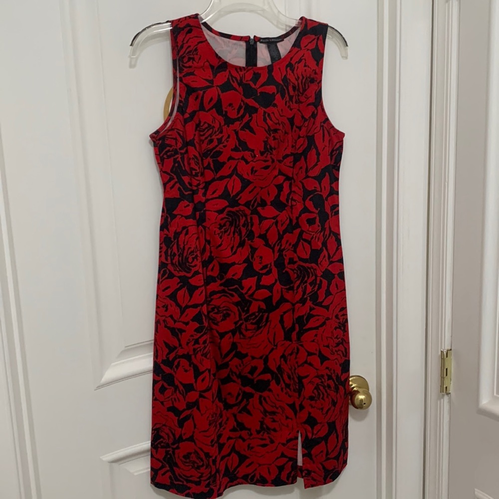 Black and red floral sleeveless dress. Size 10